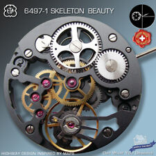 MOVEMENT ETA UNITAS 6497-1, "HIGHWAY" SKELETON BEAUTY, BLACK, SWISS