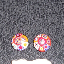 ANCIEN CLIP BOUCLE D'OREILLE VERRE MADE IN ITALY MURANO ? MILLEFIORI ?