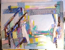 Jean CHEVOLEAU (1924-1996) LARGE LANDSCAPE PAINTING ABSTRACTION SOLD 1963