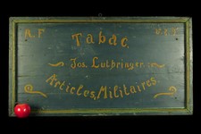Ancienne enseigne bois, tabac articles militaires 1920 / Art populaire militaria