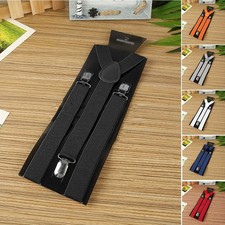 25mm Extra Large Hommes Réglable Élastique Bretelles Pince sur Pantalon