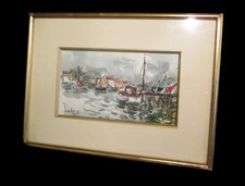 [MARINE FISHING HONFLEUR] HERBO (Fernand) - [Signed Watercolor].
