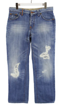 HUGO BOSS Jeans Distressed Pour Homme W34/L34 Avec Bouton Et Whiskers Bleus