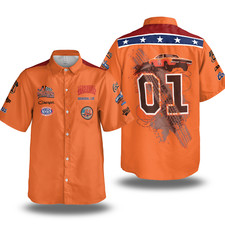 Dukes of Hazzard Custom Printed Button Down Shirt for Fans and Cars Enthusiasts