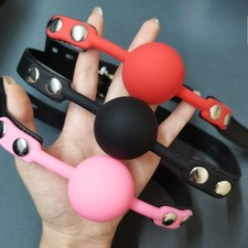Silicone Bouche balle Gag Ouverte Verrouillable Soumission Esclave Réglable BDSM