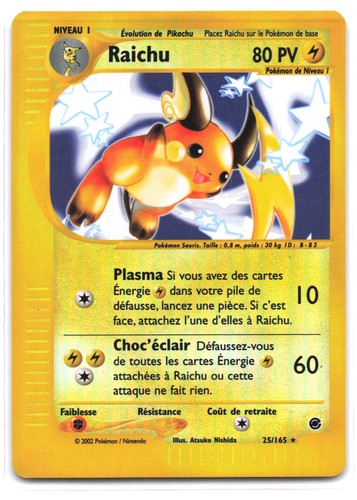 Carte pokémon raichu 165 - carte,