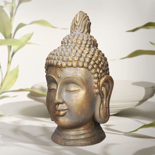 Tête bouddha aspect bronze - bouddha,
