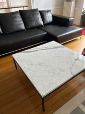Grande table basse marbre type  knoll, marbre de carrare magnifique 100 x 100 cm