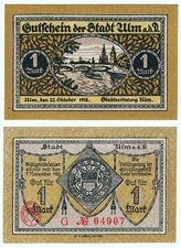 ?ULM ✶ City of Ulm 1918 ✶ 1 Mark EMERGENCY MONEY