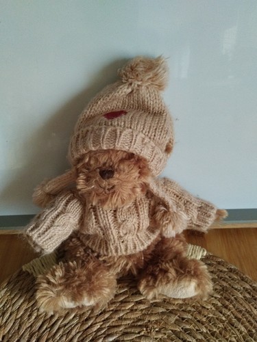 Peluche doudou ours beige - , pull