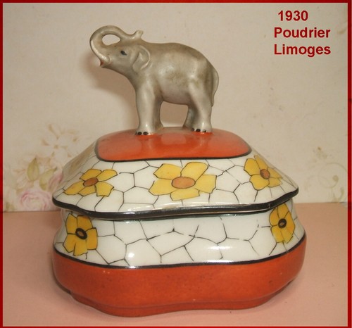 éléphant ancien poudrier - ancien, en