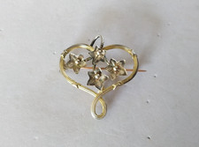 ANCIEN PENDENTIF ART NOUVEAU ARGENT MASSIF VERMEIL broche porte-montre 1900