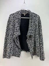 Janette Plus Womens Black White Floral Blazer Jacket Size XL