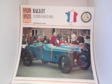 FICHE CARD carte car voiture france  ballot 3 litres grand prix 1920.1921