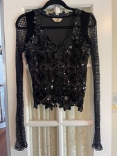 Sagaie Paris Black Sequin and Lace Net Top Rare Paris