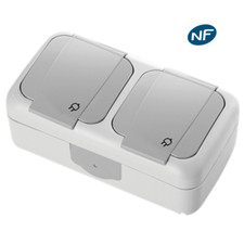 Double prise 2P+T étanche IP54- Viko by Panasonic - Gris - NF