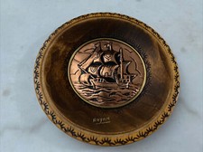 Ancienne Decoration Bois Cuivre Bateau Royan Souvenir Deco 
