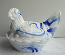 White Opaline Chicken Marbled Blue, Candy or Sugar Maker, 15 X 12
