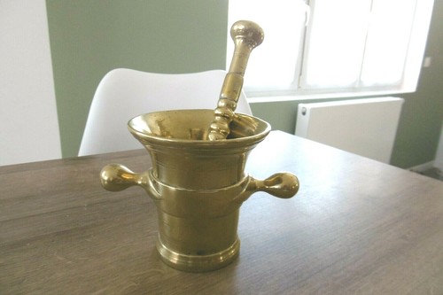 Ancien mortier bronze avec - en,
