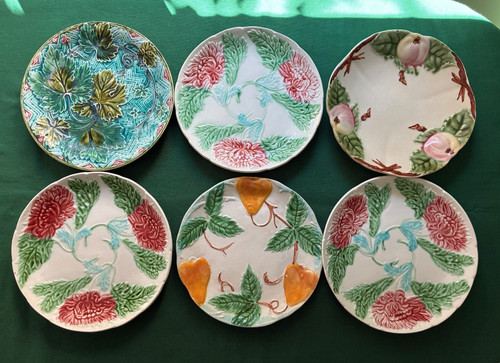 Assiettes barbotine ancienne - assiettes,