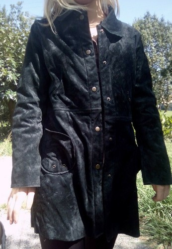 Veste manteau léger noir - manteau, daim