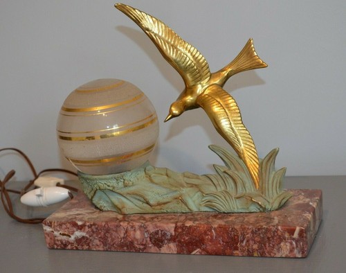 Antique globe bedside lamp - globe, on
