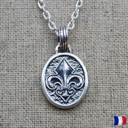Collier fleur lys argent - fleur,