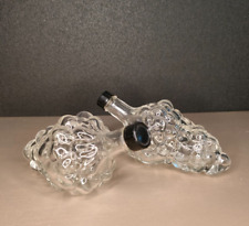 Vintage 2 Beautiful Glass Bottles, Grape Cluster Shape, Made in France