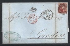 1861 Belgique - n° 12 à 40 cents Roi Léopold I LETTRE
