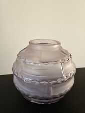Vase Losanges André Hunebelle Époque Art Deco En Verre Pressé Moulé Signé France