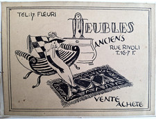 Advertising card ANTIQUE FURNITURE rue de Rivoli - ART DECO