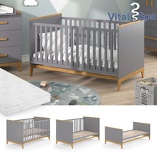 Lit enfant Lit bébé Lit junior Malia gris chêne 70x140 cm Matelas VitaliSpa