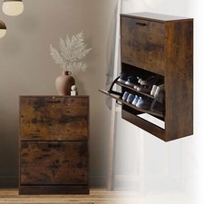 Armoire à chaussures avec 2 compartiments étagère rangement à chaussures marron