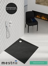 Receveur De Douche Noir Antidérapant Effet Pierre Carré Rectangulaire Extra Plat