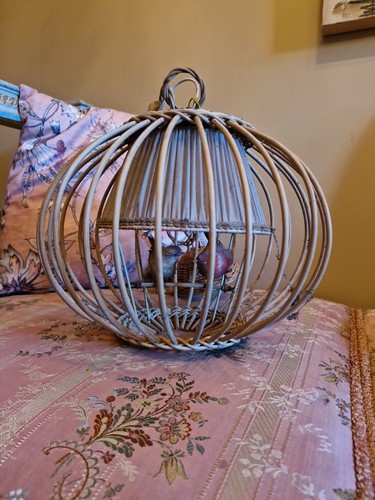 Ancien lustre vintage - lustre, rotin