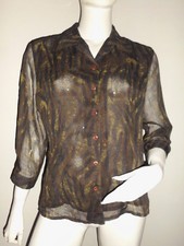 CHEMISIER FEMME KAKI LEGEREMENT TRANSLUCIDE EFFET FROISSE T.M/L