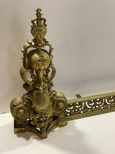 Paire chenets bronze doré - de,