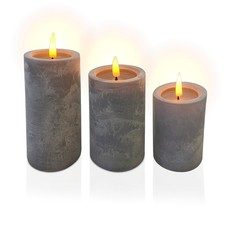 Lot de 3 bougies LED piliers