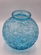 vase boule vintage verre bleu