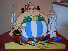 Plaque émaillée découpe Astérix Obélix Panoramix Uderzo