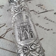 Fume Cigarette Ancien en Argent Cathédrale de Reims Silver Cigarette Holder 