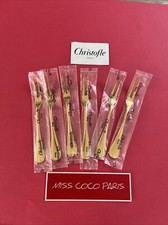 FOURCHETTES  ESCARGOT CHRISTOFLE  MALMAISON DORÉ 17 CM MÉTAL  ARGENTE NEUVE