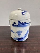 Antique Ceramic Pot Blue Decor - Asian Style