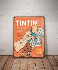 Plaque métal vintage journal Tintin Panneau Décoration Déco Affiche Bd Poster