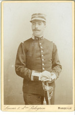 Lacour and Mrs. Paleyron, A Military Pose Vintage Print, Albumen Print  