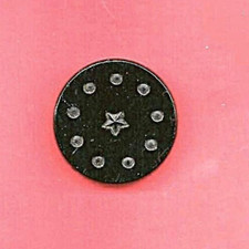 Antique Button, 1900, 31mm, Black Glossy and Engraved Glass, Star