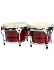 Zension 8" and 9" Bongo Drum Set Red Wood Percussion Instrument With Tuning Key