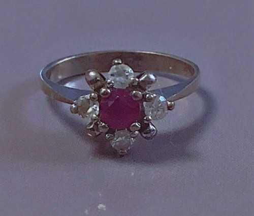 Art déco bague argent rubis