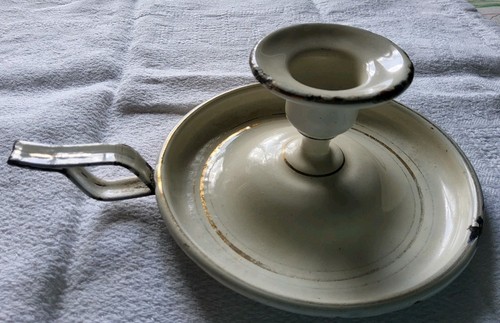 Bougeoir ancien émaillé - , rat