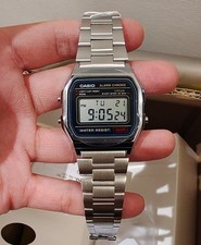 Casio A158WA-1D Montre unisexe numérique à quartz en acier inoxydable série...